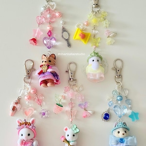 Calico Critter Keychain | Princess Calico Critter | Cute Keychain | Beaded Keychain | Gift Ideas | Bag Charm | Handmade Keychain