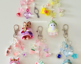 Princess Calico Critter Keychain: Handmade Beaded Bag Charm