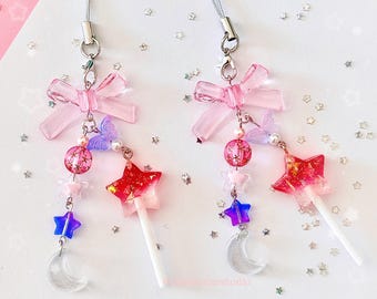 Breloque téléphone sucette étoile, breloque téléphone mignon, porte-clé rose, breloque téléphone Kawaii, accessoire rose pour téléphone, cadeau fait main