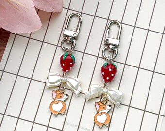 Strawberry Corgi Keychain, Corgi Charm, Dog Keychain, Cute Puppy Keychain, Dog Lover Keychain, Corgi Bag Charm, Gift for him\her