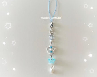 Blue Flower Phone Charm | Cute Beaded Phone Strap | Aesthetic Phone Charm | Beaded Phone Charm | Phone Accessories | Gift Idea | Handmade