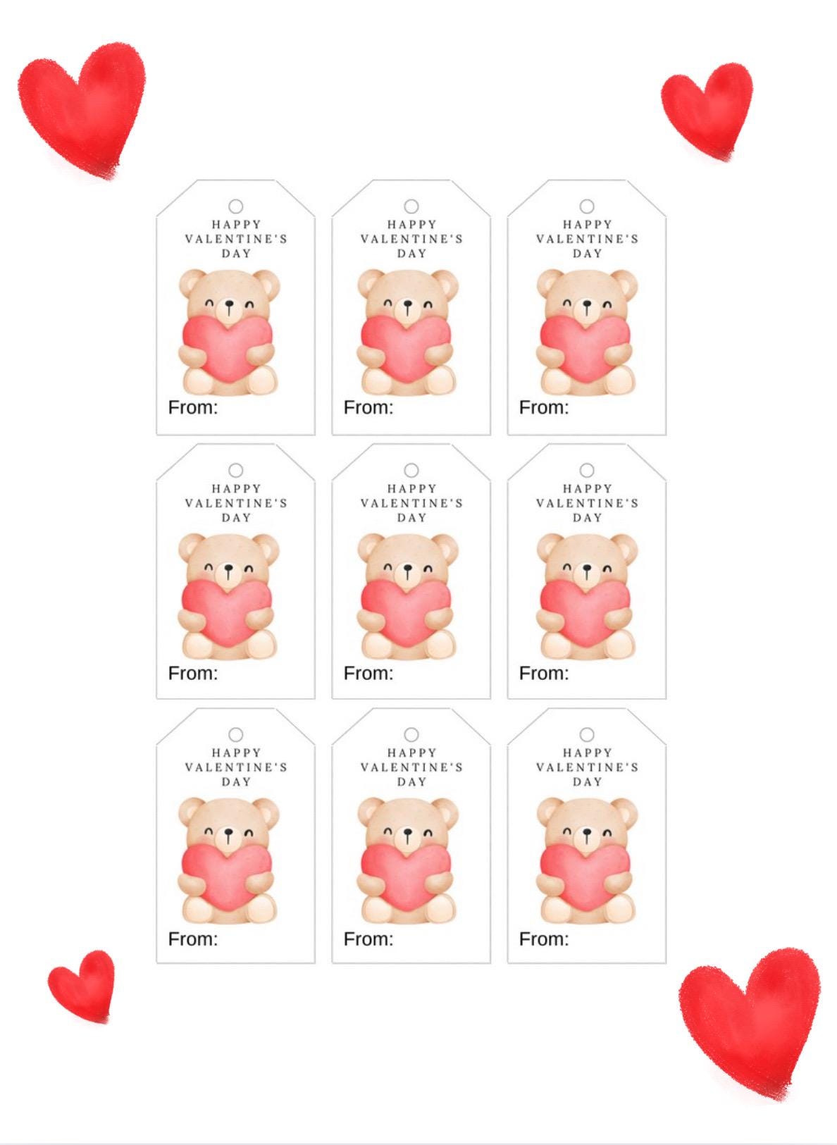 Valentine's Day Gift Tags / Printable / Simple Valentine Tags / Instant ...