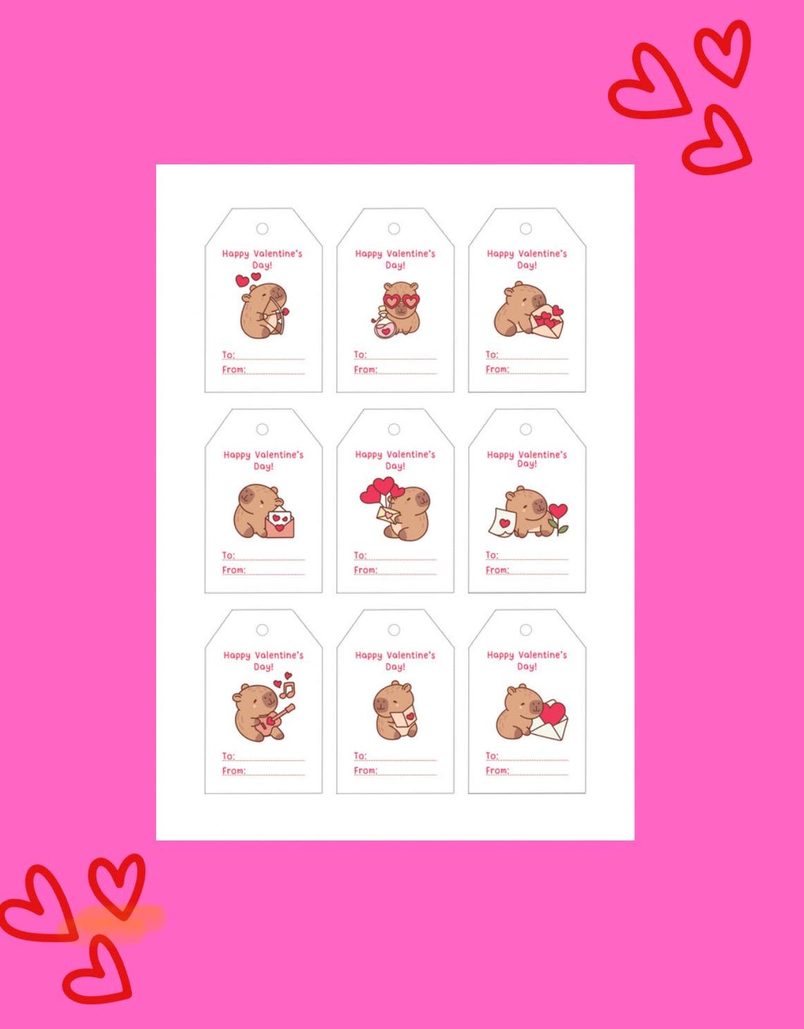 Valentine's Day Gift Tags / Printable / Simple Valentine Tags / Instant ...
