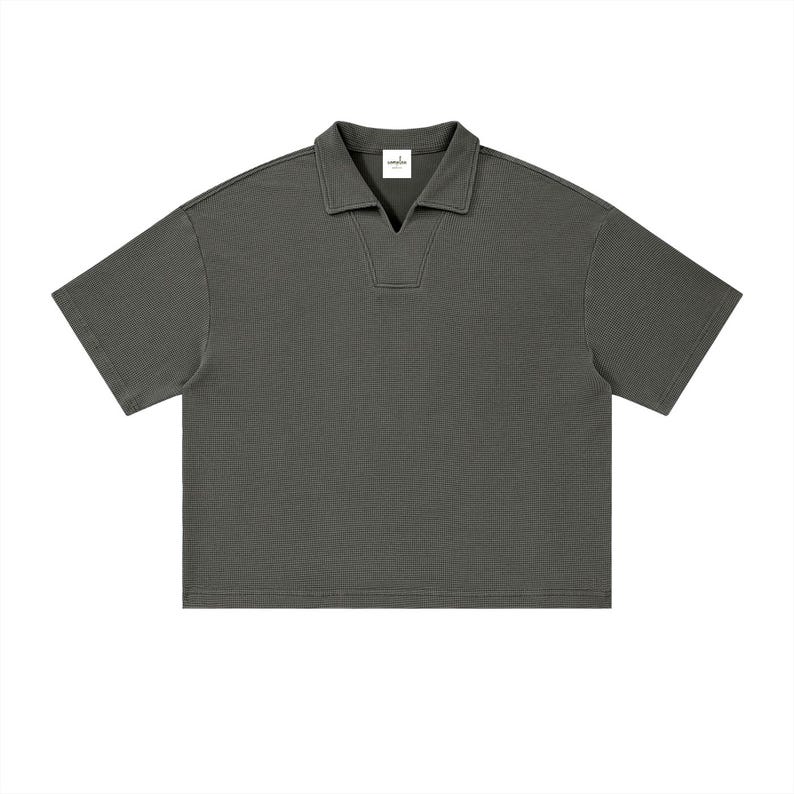 Unisex Waffle Boxy Polo Shirt image 7