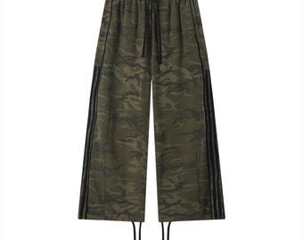 Pantalones deportivos unisex de pierna ancha con estampado de camuflaje