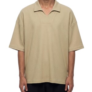 Unisex Waffle Boxy Polo Shirt image 9