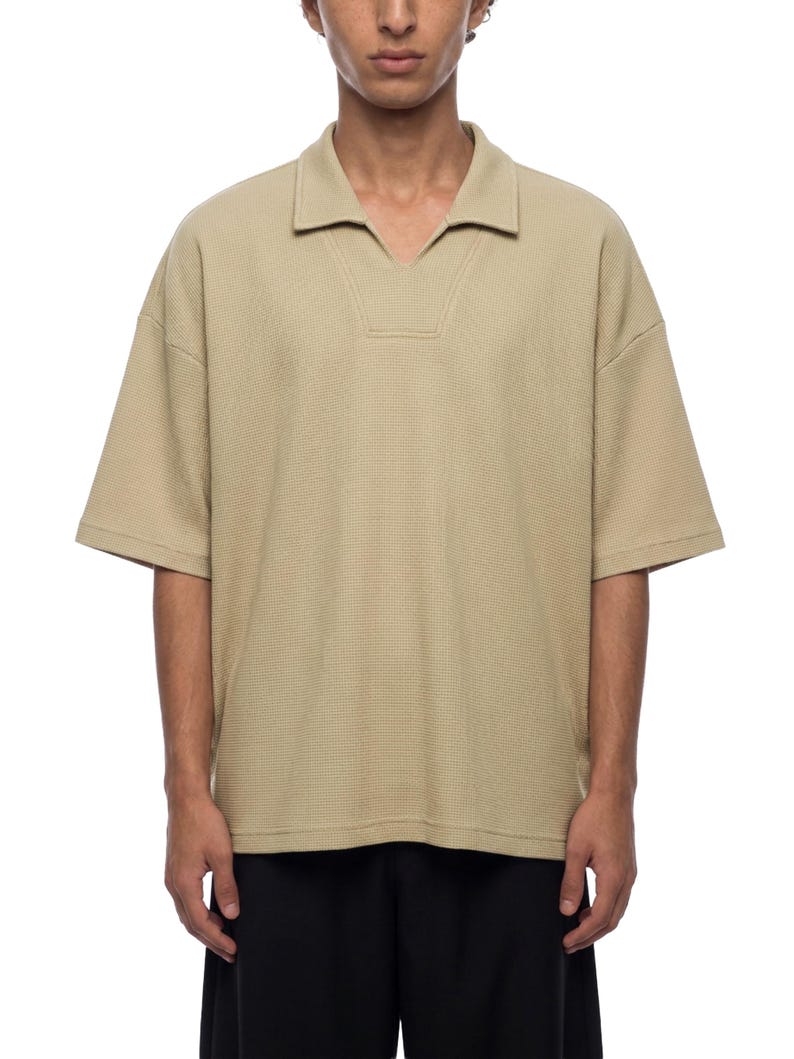 Unisex Waffle Boxy Polo Shirt image 9