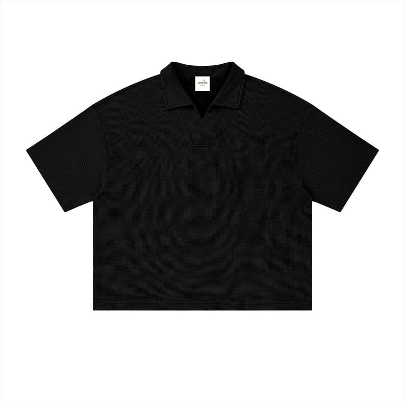 Unisex Waffle Boxy Polo Shirt image 3