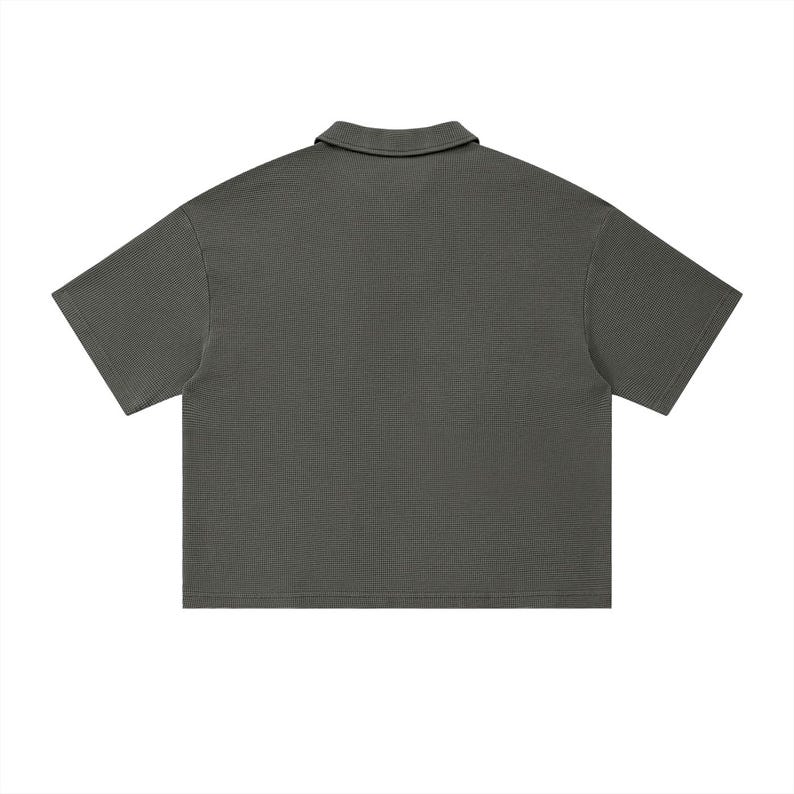 Unisex Waffle Boxy Polo Shirt image 8
