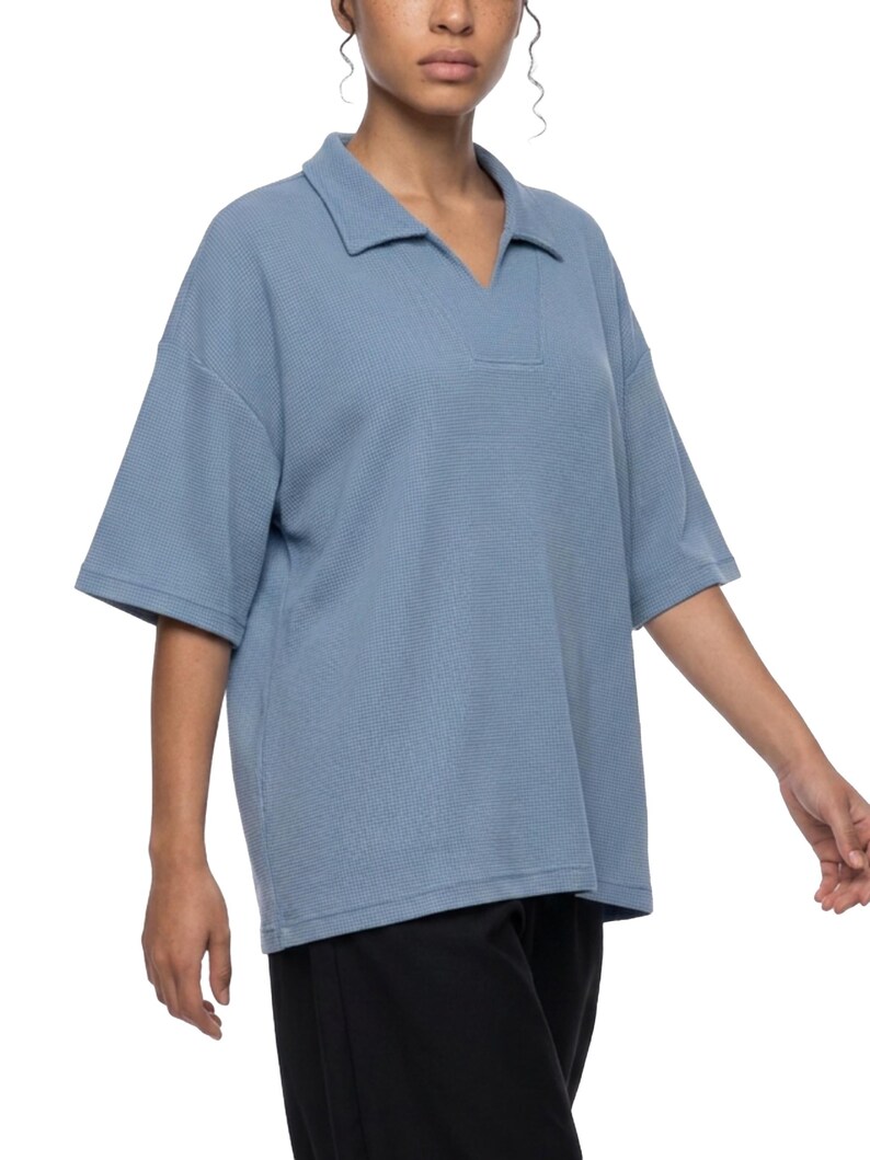 Unisex Waffle Boxy Polo Shirt image 17