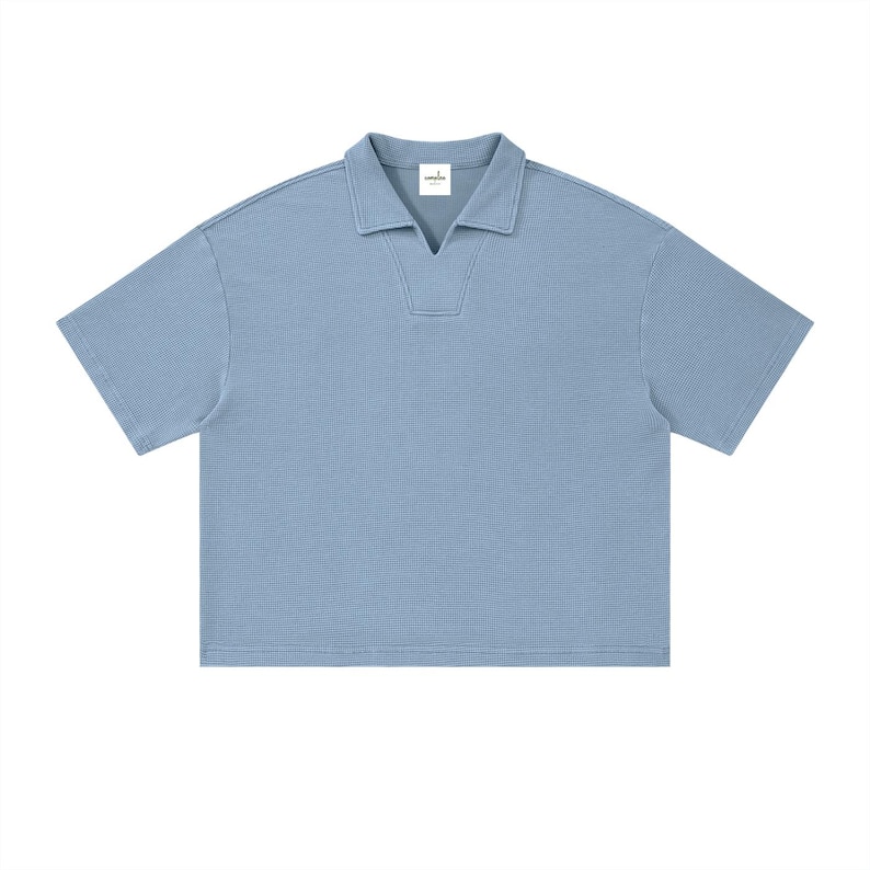 Unisex Waffle Boxy Polo Shirt image 1