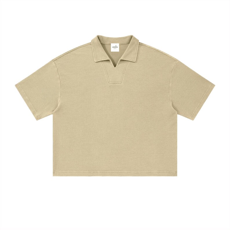 Unisex Waffle Boxy Polo Shirt image 5