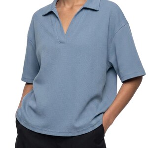 Unisex Waffle Boxy Polo Shirt image 15