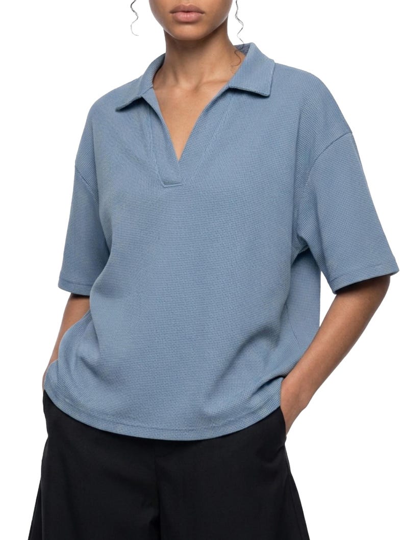 Unisex Waffle Boxy Polo Shirt image 15
