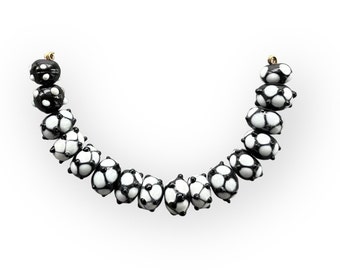 Black and White Lampwork Beads - Variety Strand - 16 PC - Handmade