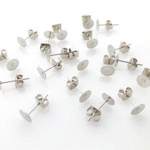 6 mm  Stainless Steel Stud Posts and Backs Earrings - 10 pairs