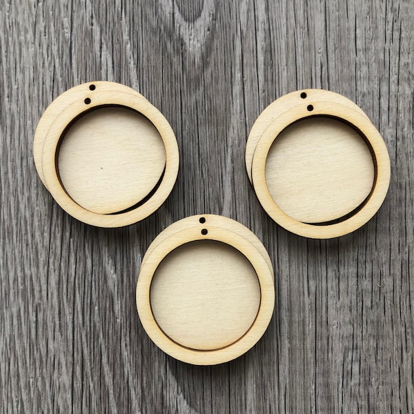 Round Circle Wood Frame Layer Bezel Inlay - Unfinished Blanks - Pendants and Earrings