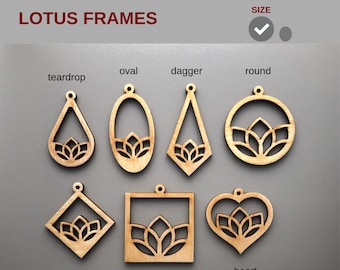 Wood Lotus Flower Frames for  Pendants and Statement Earrings