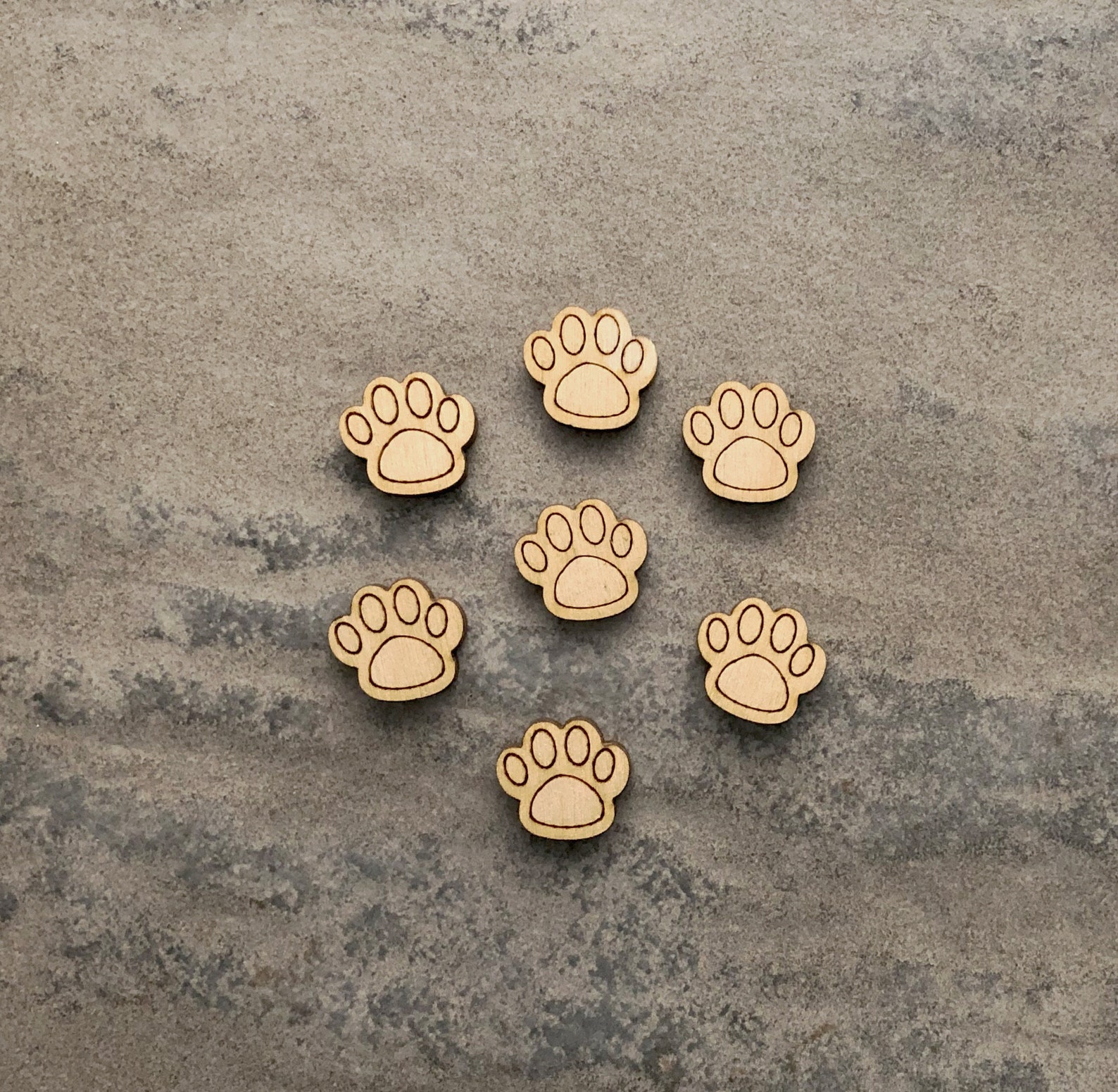 6 Wood Paw Print Stud Earrings Unfinished Blanks DIY - Etsy