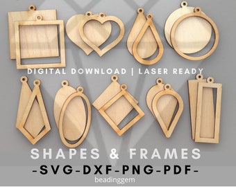 Super Value! 18 + 2 PC Set SVG Cut Files Geometric Shapes Frames Bezel Layered Earrings  Pendant Designs Inlay - For Laser Cutters