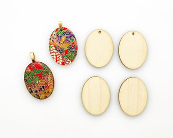 38mm x 28mm Wood Oval - Pendants - Statement Earrings - Large Charms - Unfinished Blanks