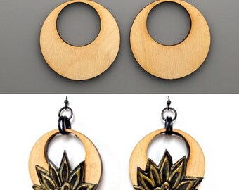 Round Wood Hoops - Circle with Internal Cutout - Earrings or Pendants - Unfinished Blanks