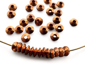 20 Copper Beads Rondelles Copper Plated Metal 6mm
