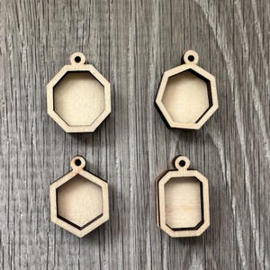 10 PC Small Wood Bezels Inlays Geometric Polygon Hexagon Octagon Septagon Rectangular Available as Bezel Sets or Frames and Shapes