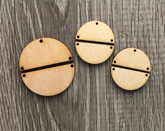 Wood Half Circle Connectors for Earrings and/or Pendants - Unfinished blanks