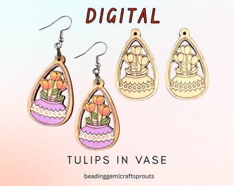Flower Earrings SVG Tulip Teardrop Digital Laser File