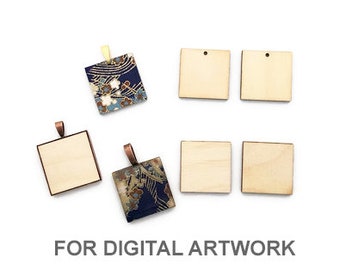 1" Square Wood for Digital Artwork - Unfinished Blanks - With Hole or Without Hole