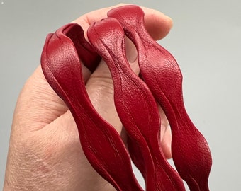 12 mm Wavy Red Real NAPA Leather - 30 inches