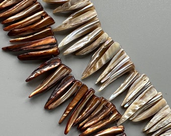 Mother of Pearl Spike Dagger Beads 20-40 mm long Sold in Strands of 6 or 8 inches MOP