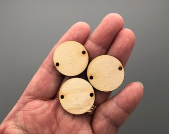 1" or 25 mm Double Hole  Round Circle Wood - Unfinished Blanks