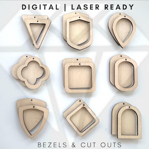 27 PC-Geometrische Anhänger Rahmen SVG Bundle: Bogen, Oval, Schild, Klee, Dreieck, Diamant, abgerundetes Quadrat, Reverse Teardrop