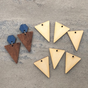 10 PC Wood Triangle - Earrings or Pendants - Unfinished Blanks - Geometric - Minimalist