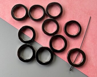 10 pc Hematite connector rings with holes - 18 mm diameter