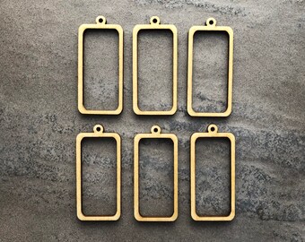 10 PC Wood Rectangle Frame -Pendant - Rectangle - 2 " x 1 " - Unfinished blanks