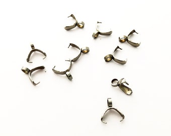 Stainless Steel Pinch Bails for Wood Earrings - 10 pc