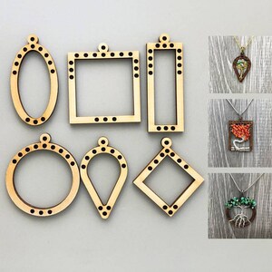 Wood Frames for Wire Tree of Life Pendants Laser Cut Round Reverse Teardrop Oval Diamond Square Rectangle image 1