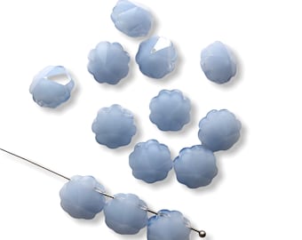 Light Blue Side Drilled Flower Beads - 12 PC - 11 mm x 11 mm x 8 mm