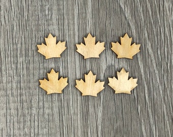 6 pc Wood Maple Leaf Stud Earrings - Unfinished blanks