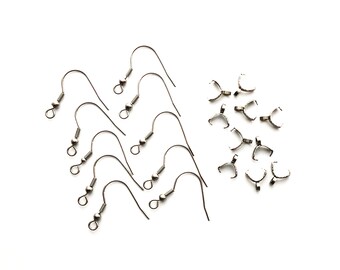 Stainless Steel Pinch Balls and Ear Wire Sets for Wood Earrings - 10 of each