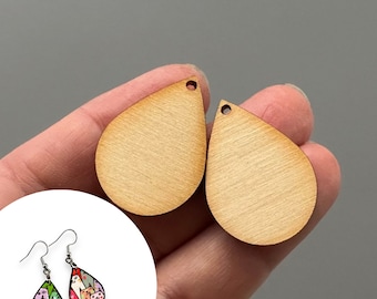 Small Teardrop Wood Blanks - 30 mm or about 1.25 inch - Laser cut Unfinished - for Decoupage Miniature Art work and more