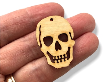 Small Wood Skulls - Unfinished Blanks - Laser Cut - Halloween - Goth