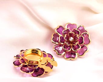 Crystal Floral Button Covers: Chic Shirt Cuff Accents