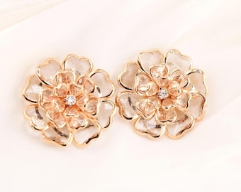 Crystal Floral Button Covers, Chic Shirt Cuff Accents