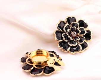 Crystal Floral Button Covers: Chic Shirt Cuff Accents