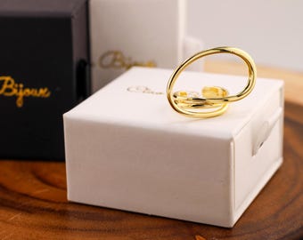 Gold Oversized Loop Ring, Adjustable Knot Statement Jewelry