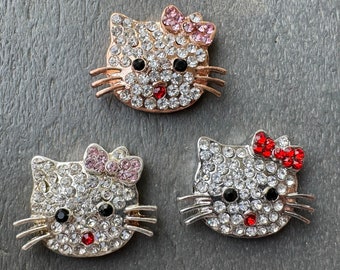 Hello Kitty Cat Face rhinestone pendant ~ FREE SHIPPING - available in 3 colors